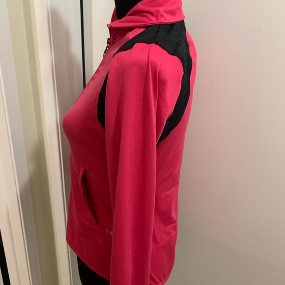 Champion “Barbie” Pink  & Black Long Sleeve Zip Up Activewear with Thumbholes - Picture 3 of 7